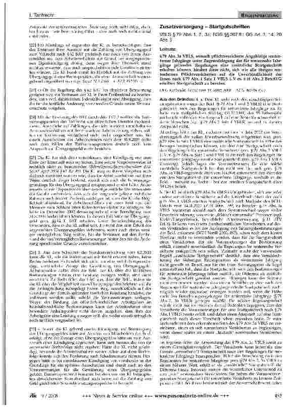 Vorschauseite 1: Zusatzversorgung - Startgutschriften