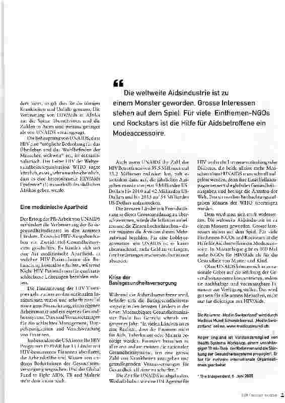 Vorschauseite 2: Weg mit UNAIDS, her mit der Gesundheit!
