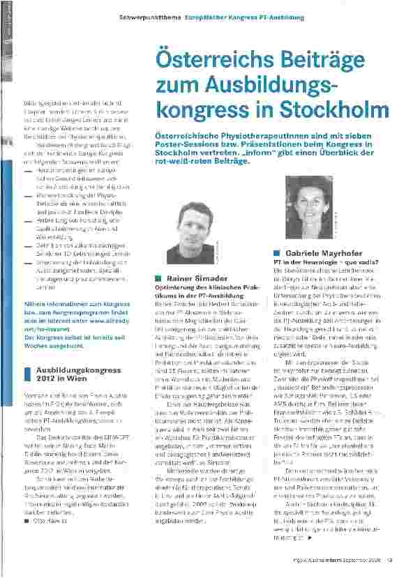 Vorschauseite 1: Österreichs Beiträge zum Ausbildungs-kongress in Stockholm