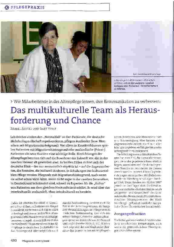 Vorschauseite 1: Wie Mitarbeitende in der Altenpflege lernen, ihre Kommunikation zu verbessern: Das multikulturelle Team als Herausforderung und Chance