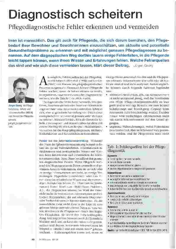 Vorschauseite 1: Diagnostisch scheiternPflegediagnostische Fehler erkennen und vermeiden
