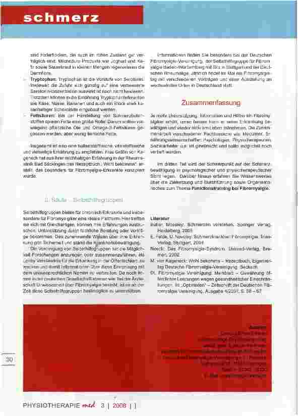 Vorschauseite 6: Fibromyalgie - die rätselhafte Krankheit Teil II die Säulen der Therapie
