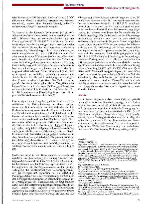 Vorschauseite 2: Bundesverfassungsgericht nimmt Klage gegen § 116 b Abs. 2 SGB V zur Entscheidung nicht an! - Beschlüsse des BVerfG vom 31. Juli 2008,1 BvR 839/08 und 1 BvR 840/08