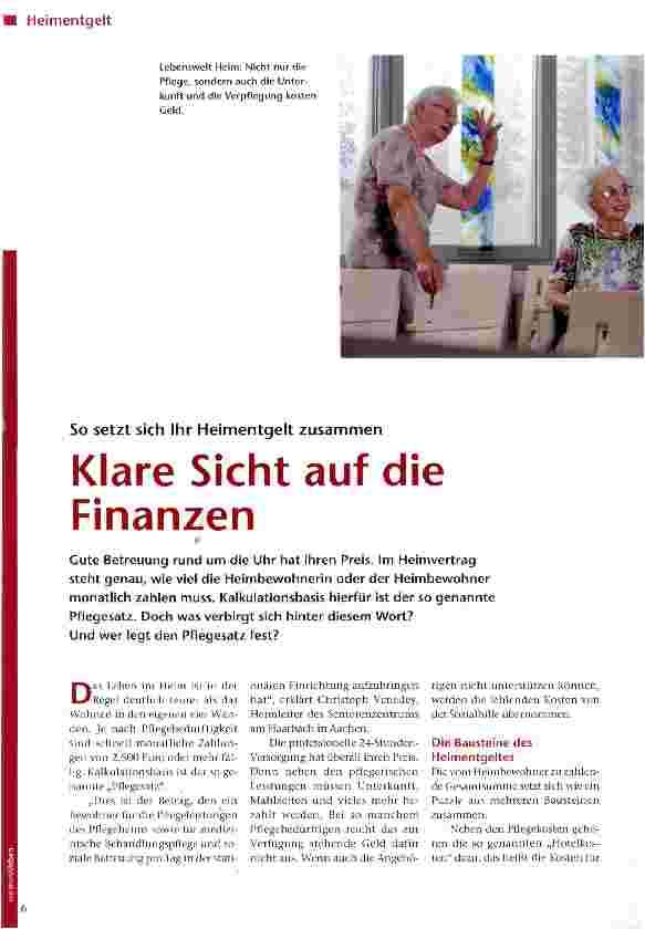 Vorschauseite 1: So setzt sich Ihr Heimentgelt zusammen Klare Sicht auf die Finanzen