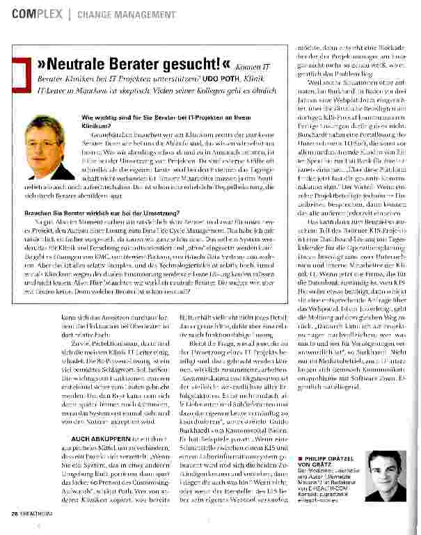 Vorschauseite 4: PLANSPIELE Ein neues IT-System in einer Klinik einführen - das ist eine Operation am schlagenden Herzen.