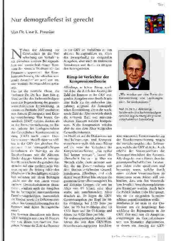 Vorschauseite 1: Nur demografiefest ist gerecht