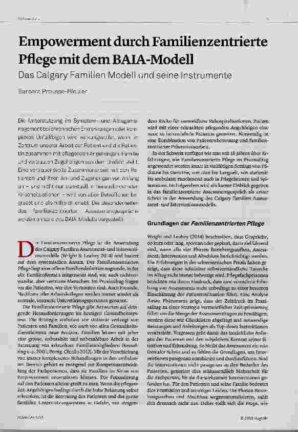 Vorschauseite 1: Empowerment durch FamiKenzentrierte Pflege mit dem BAIA-Modell