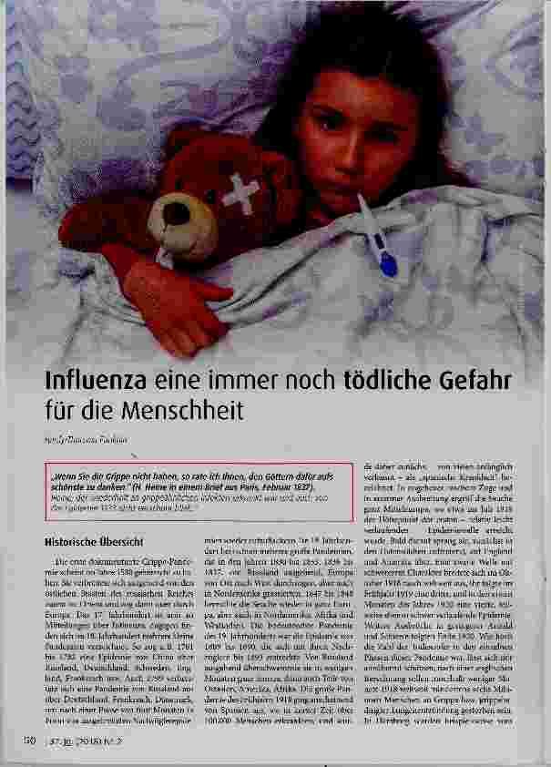 Vorschauseite 1: Influenza eine immer noch tödliche Gefahr für die Menschheit