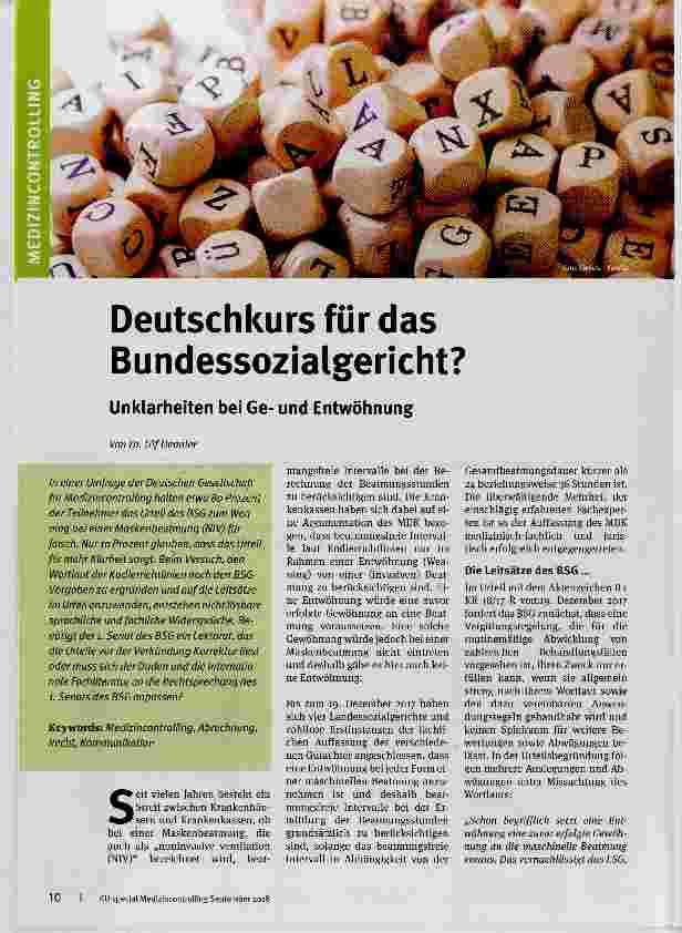 Vorschauseite 1: Deutschkurs für das Bundessozialgericht?