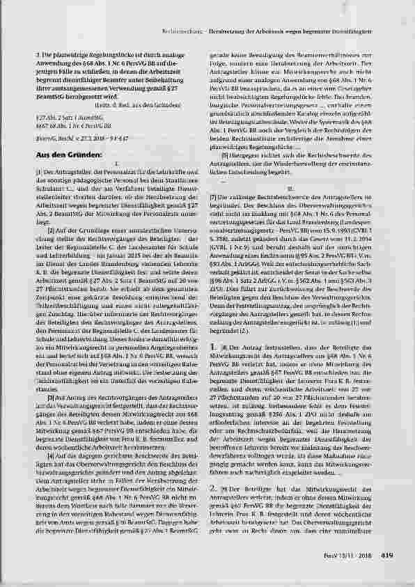 Vorschauseite 2: Herabsetzung der Arbeitszeit wegen begrenzter Dienstfähigkeit