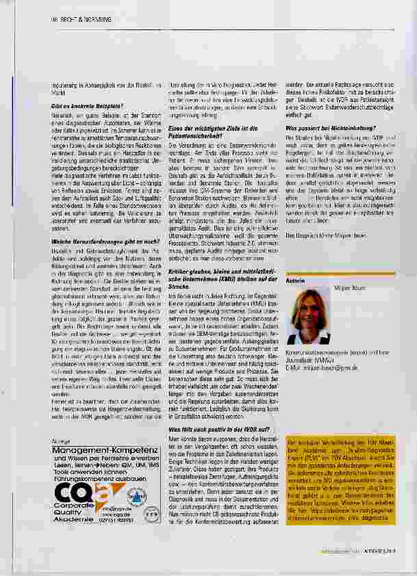 Vorschauseite 2: IVDR - Trockene Realität oder spannende Herausforderung?