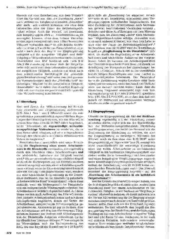Vorschauseite 3: Erstmalige Stufenzuordnung bei der Einstellung als mitbestimmungspflichtige Eingruppierung?