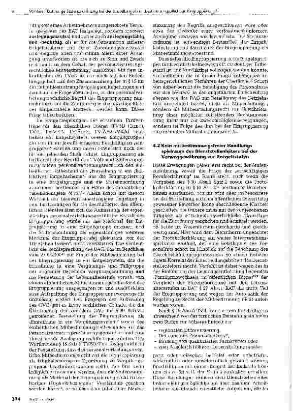 Vorschauseite 5: Erstmalige Stufenzuordnung bei der Einstellung als mitbestimmungspflichtige Eingruppierung?