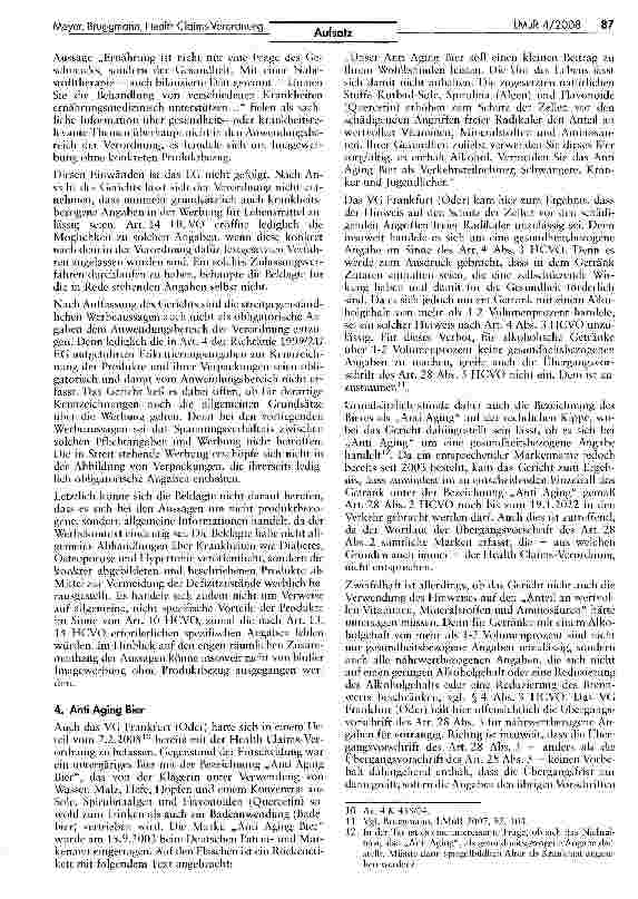 Vorschauseite 3: So schnell kann es gehen: Die Health Claims-Verordnung beschäftigt bereits die Gerichte