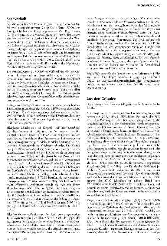 Vorschauseite 2: Zur Preisbindung ausländischer ApothekerHWG § 7; UWG § 4 Nr. i; AMG § 78