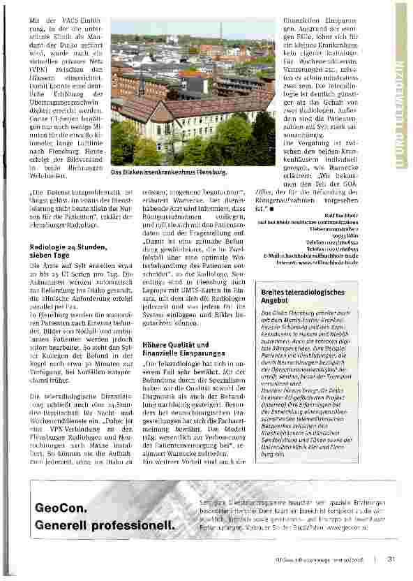 Vorschauseite 2: Schnell - kostengünstigdigital Diako Flensburg versorgt Sylter Klinik mit teleradiologischer Dienstleistung
