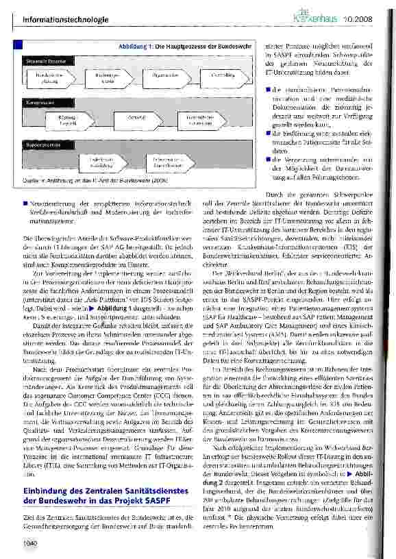 Vorschauseite 3: Re-Engineering der IT-Unterstützung in der Gesundheitsversorgung der BundeswehrDer Zentrale Sanitätsdienst der Bundeswehr vernetzt seine ambulanten und stationären Einrichtungen m…
