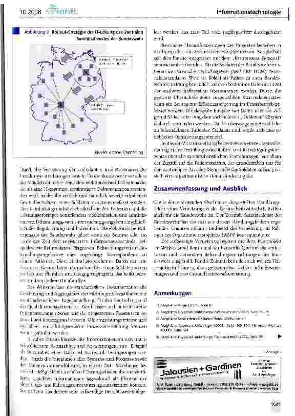 Vorschauseite 4: Re-Engineering der IT-Unterstützung in der Gesundheitsversorgung der BundeswehrDer Zentrale Sanitätsdienst der Bundeswehr vernetzt seine ambulanten und stationären Einrichtungen m…