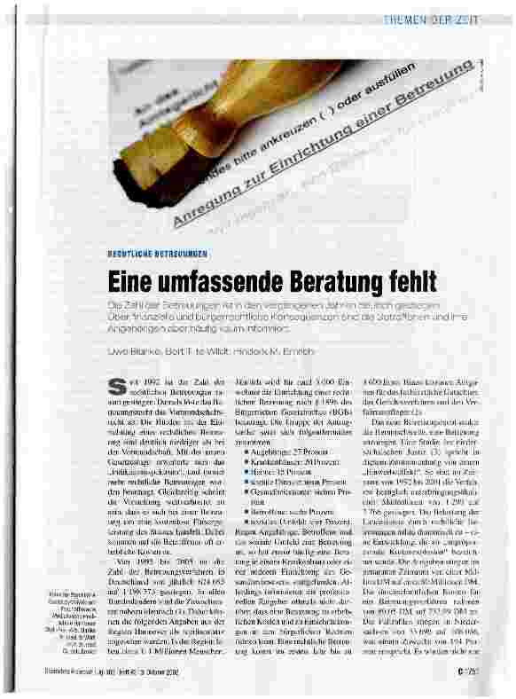 Vorschauseite 1: RECHTLICHE BETREUUNGEN Eine umfassende Beratung fehlt