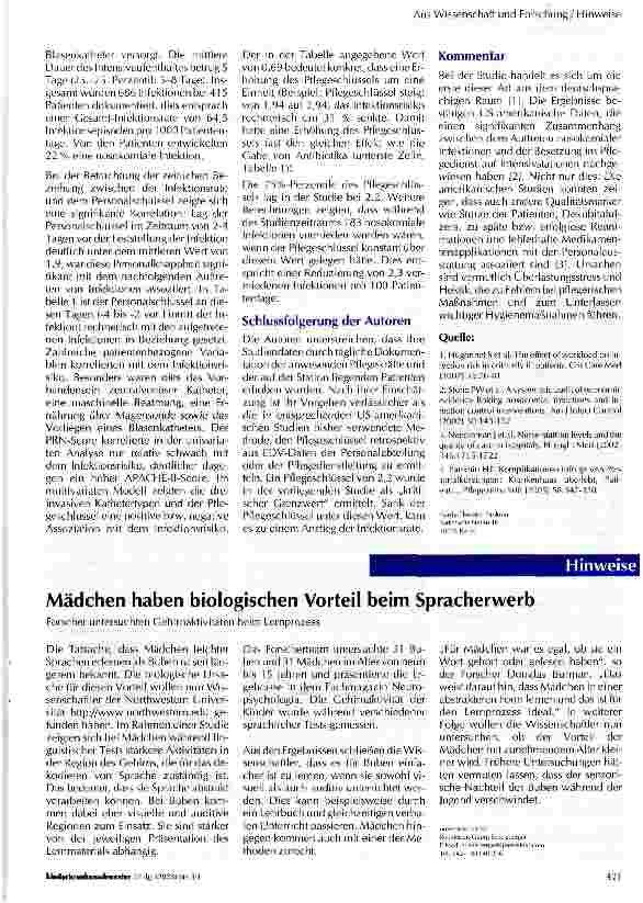 Vorschauseite 2: Arbeitsbelastung und Infektionsrisiko auf Intensivstationen: Hat die Reduktion des Pflegepersonals Folgen?