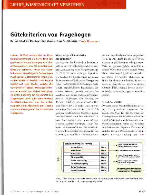 Vorschauseite 1: Gütekriterien von FragebogenReliabilität im Kontext der klassischen Testtheorie