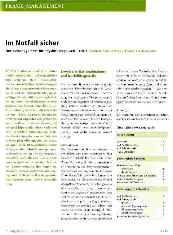 Vorschauseite 1: Im Notfall sicher Notfallmanagement für Physiotherapeuten - Teil 2