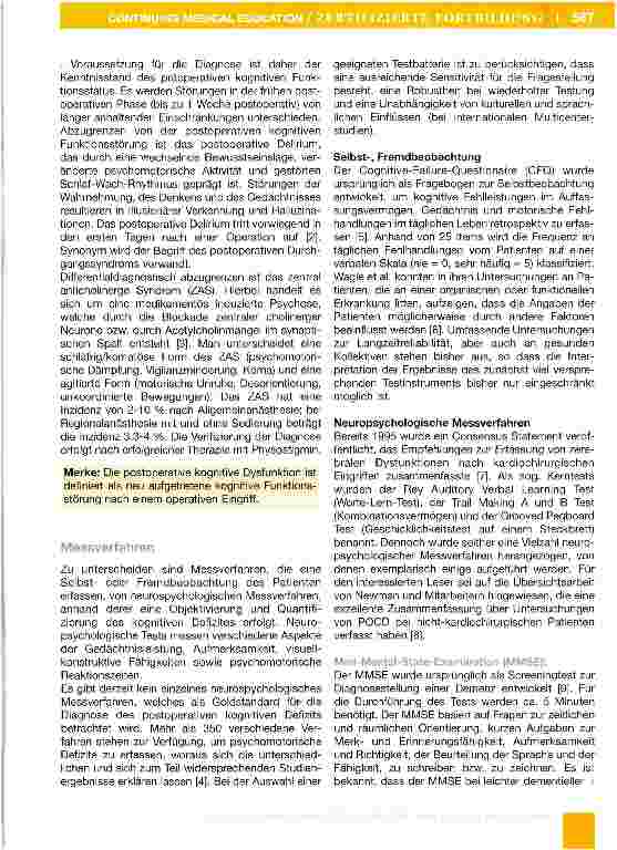 Vorschauseite 2: Postoperative kognitive Dysfunktion