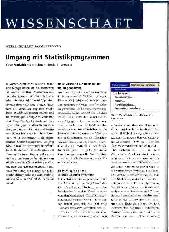 Vorschauseite 1: Umgang mit Statistikprogrammen