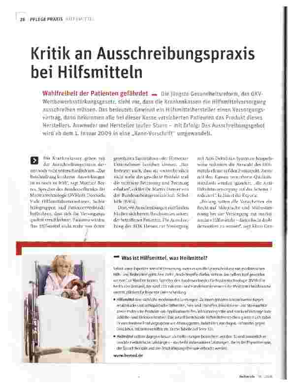 Vorschauseite 1: Kritik an Ausschreibungspraxis bei Hilfsmitteln