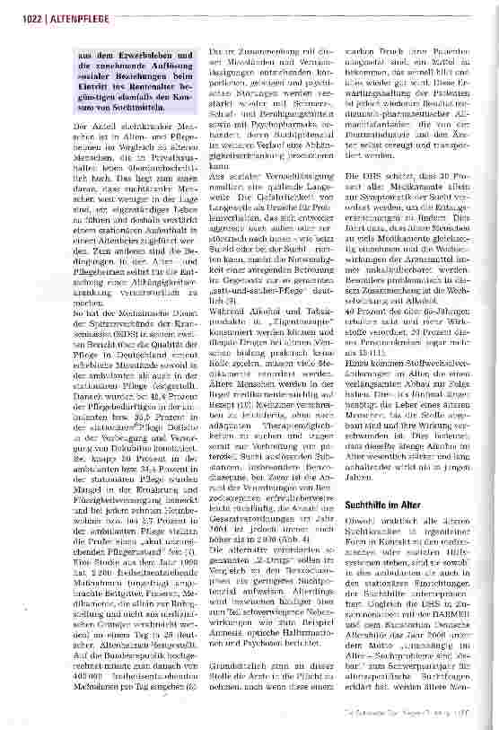 Vorschauseite 4: Sucht im Alter -ein vernachlässigtes Problem