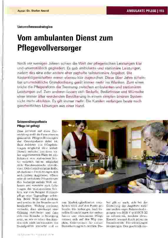 Vorschauseite 1: Vom ambulanten Dienst zum Pflegevollversorger