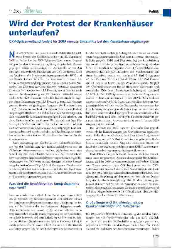 Vorschauseite 1: Wird der Protest der Krankenhäuser unterlaufen?