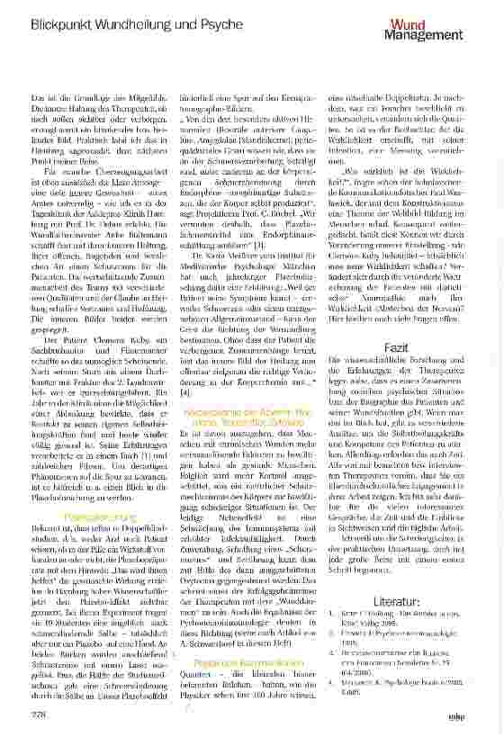 Vorschauseite 3: Psychoneuroimmunologie und Infektabwehr: Was wir für die Wundbehandlung lernen können
