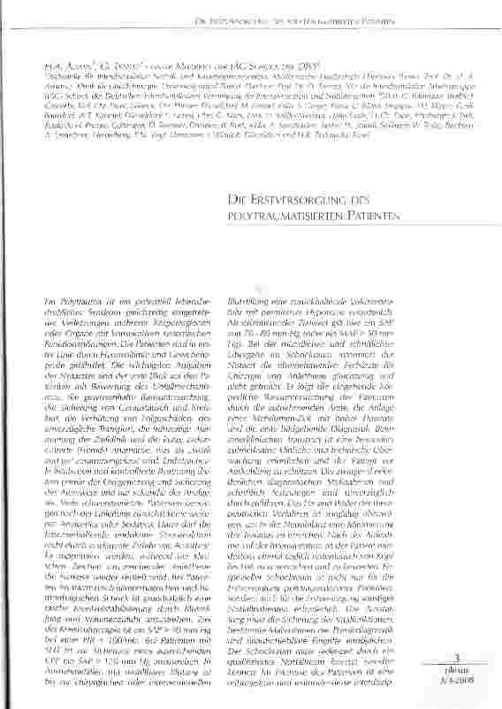 Vorschauseite 1: DIE ERSTVERSORGUNG DES POLYTRAUMATISIERTEN PATIENTEN