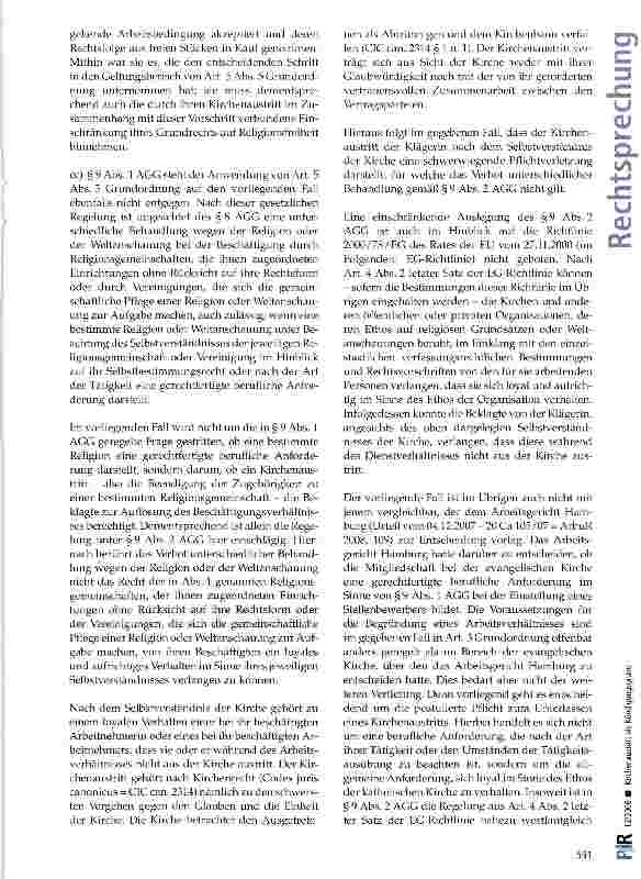 Vorschauseite 4: Kirchenaustritt als Kündigungsgrund