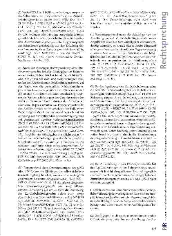 Vorschauseite 6: Pauschales Berufen auf »Mobbingsachverhalt« reicht für ein Zurück-behaltungsrecht der Arbeitsleistung nicht aus