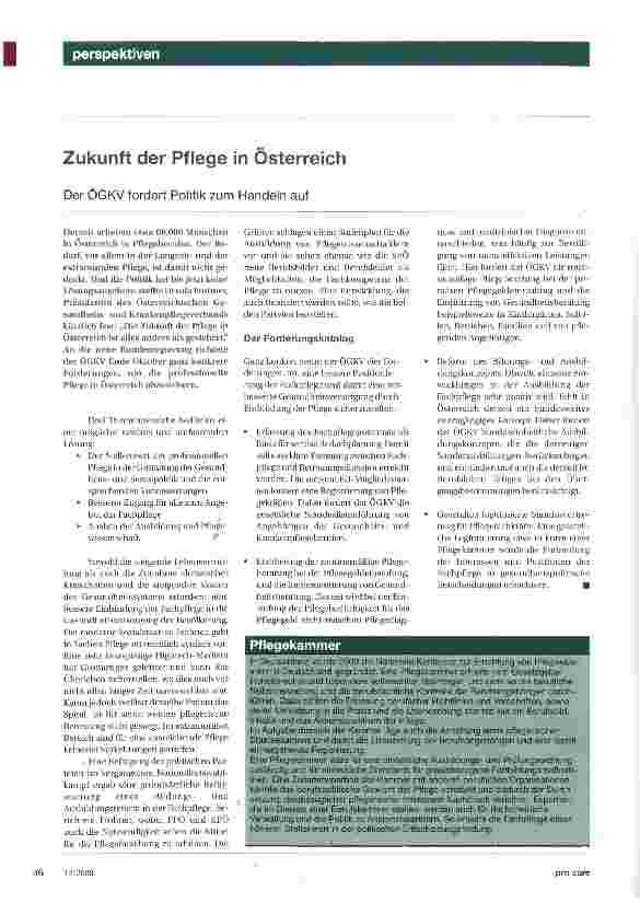 Vorschauseite 1: Zukunft der Pflege in Österreich