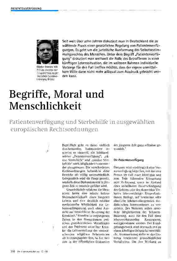 Vorschauseite 1: Begriffe, Moral und Menschlichkeit