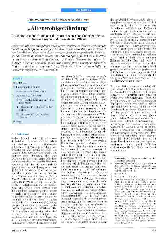 Vorschauseite 1: „Altenwohlgefährdung Pflegewissenschaftliche und betreuungsrechtliche Überlegungen zu Gefährdungen in der häuslichen Pflege
