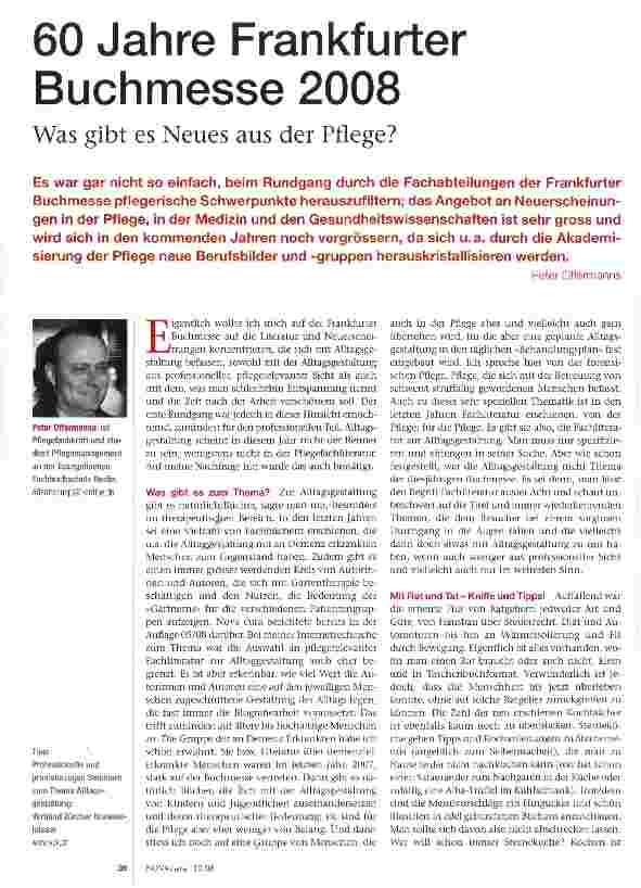 Vorschauseite 1: 60 Jahre Frankfurter Buchmesse 2008Was gibt es Neues aus der Pflege?