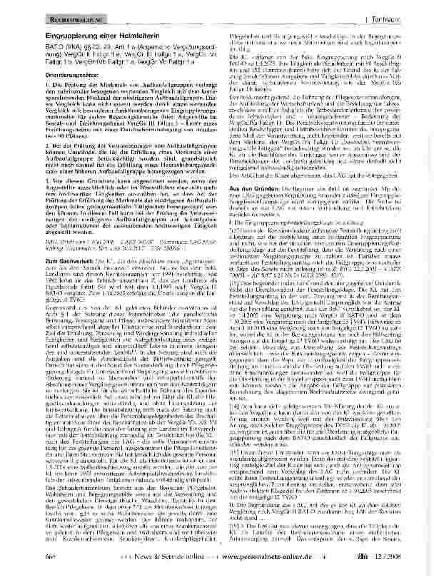 Vorschauseite 1: Eingruppierung einer Heimleiterin