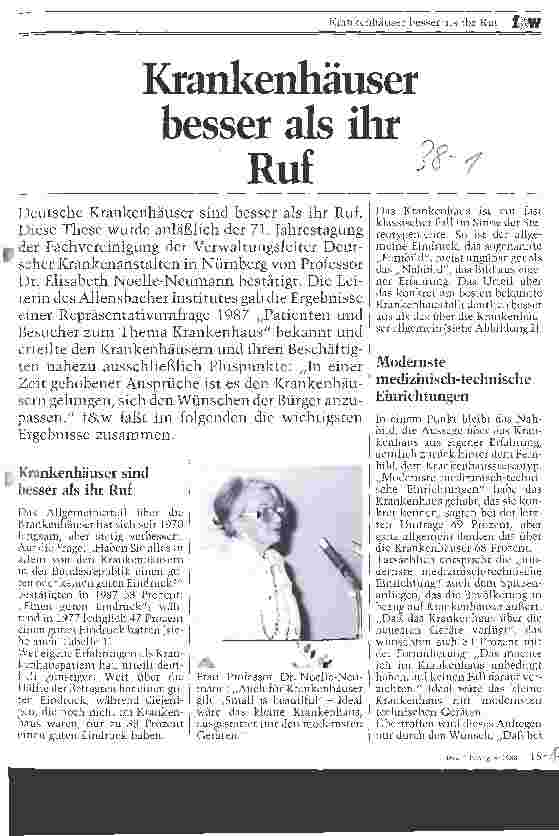 Vorschauseite 1: Krankenhäuser sind besser als ihr Ruf