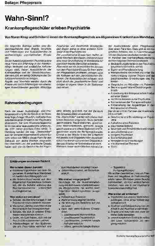 Vorschauseite 1: Wahn-Sinn!? Krankenpflegeschüler erleben Psychiatrie