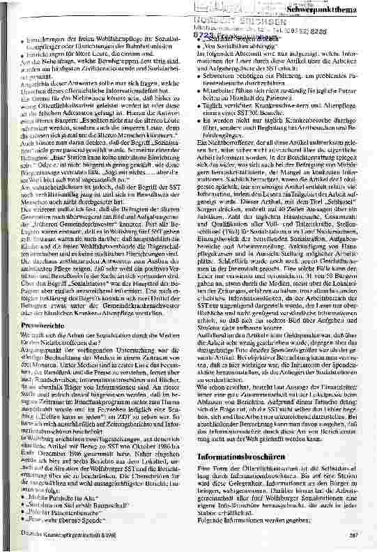 Vorschauseite 3: Das Bild von der Sozialstation in der Öffentlichkeit Ergebnisse aus Wolfsburg