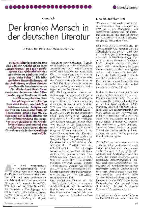 Vorschauseite 1: Der kranke Mensch in der deutschen Literatur 3. Folge: Der Prolet als Träger des Bazillus