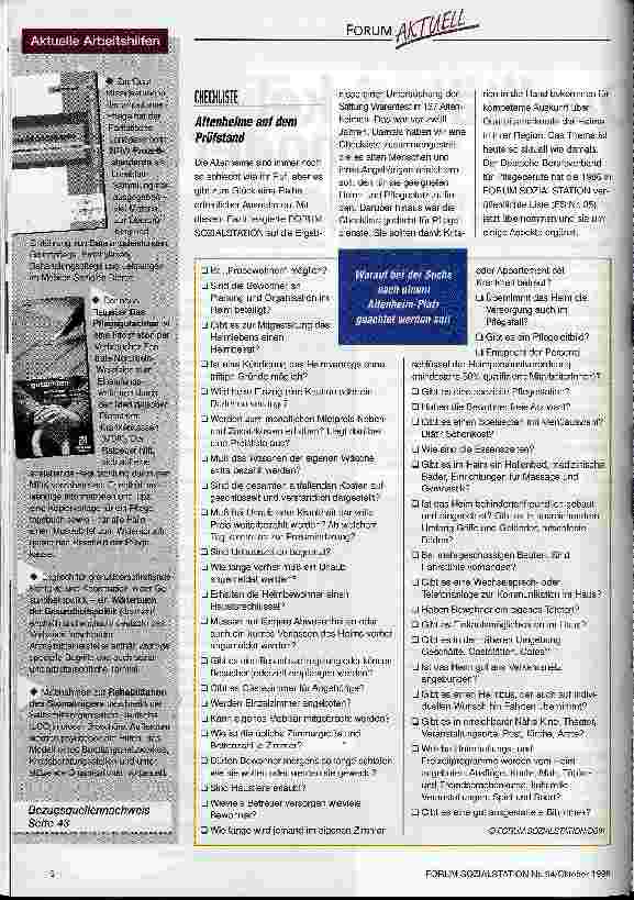Vorschauseite 1: Altenheime auf dem Prüfstand Checkliste