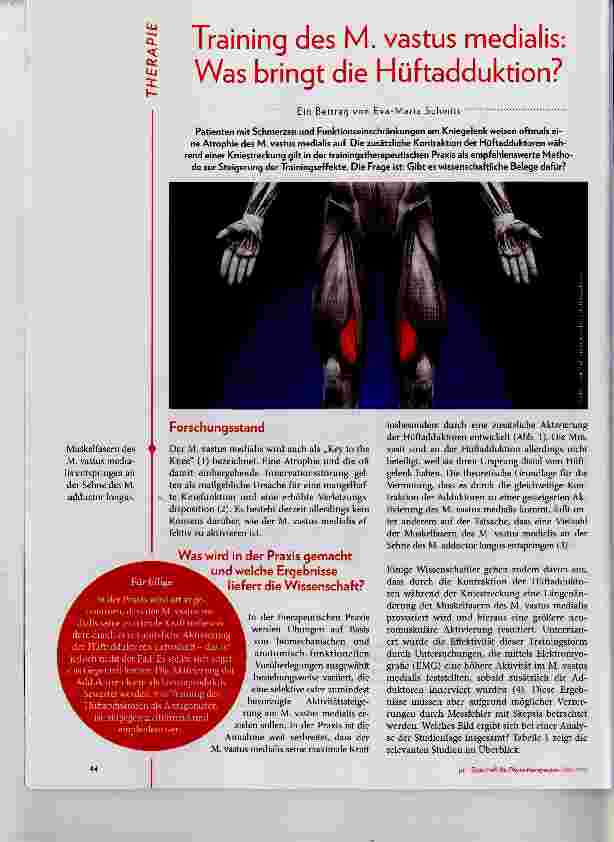 Vorschauseite 1: Training des M. vastus medialis: Was bringt die Hüftadduktion?