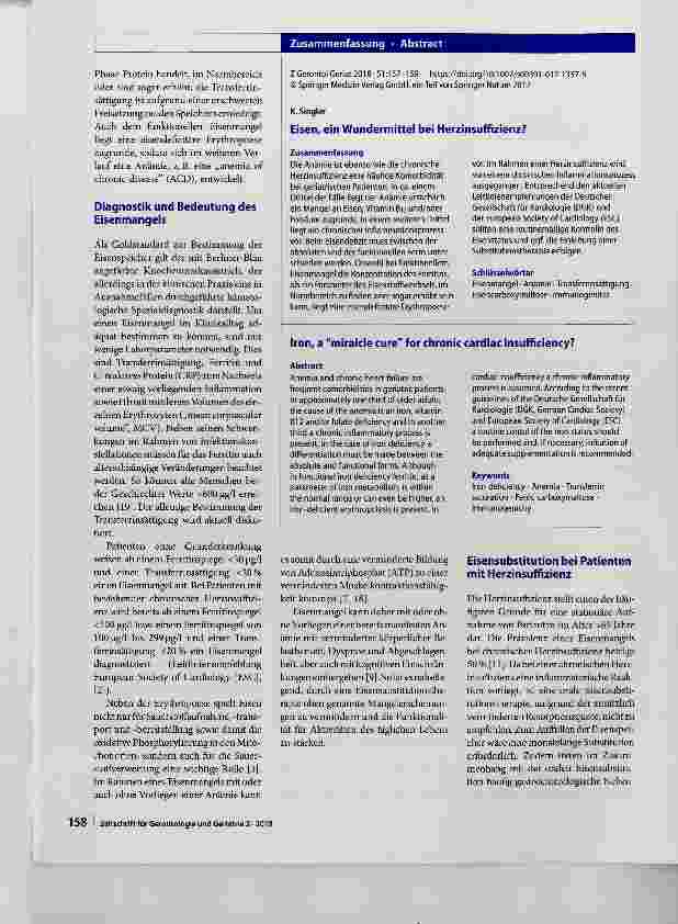 Vorschauseite 2: Eisen, ein Wundermittel bei Herzinsuffizienz?