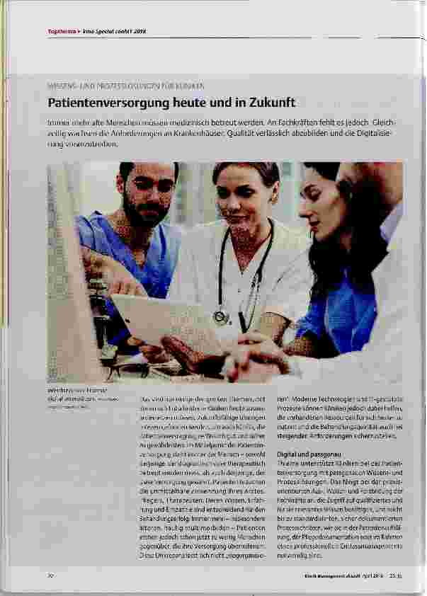 Vorschauseite 1: Patientenversorgung heute und in Zukunft