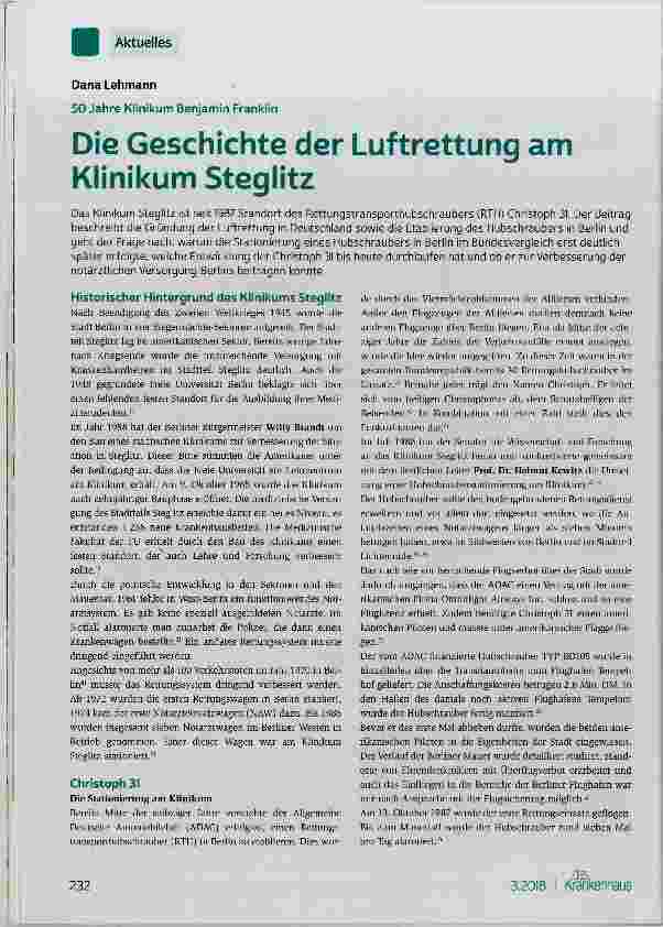 Vorschauseite 1: Die Geschichte der Luftrettung am Klinikum Steglitz